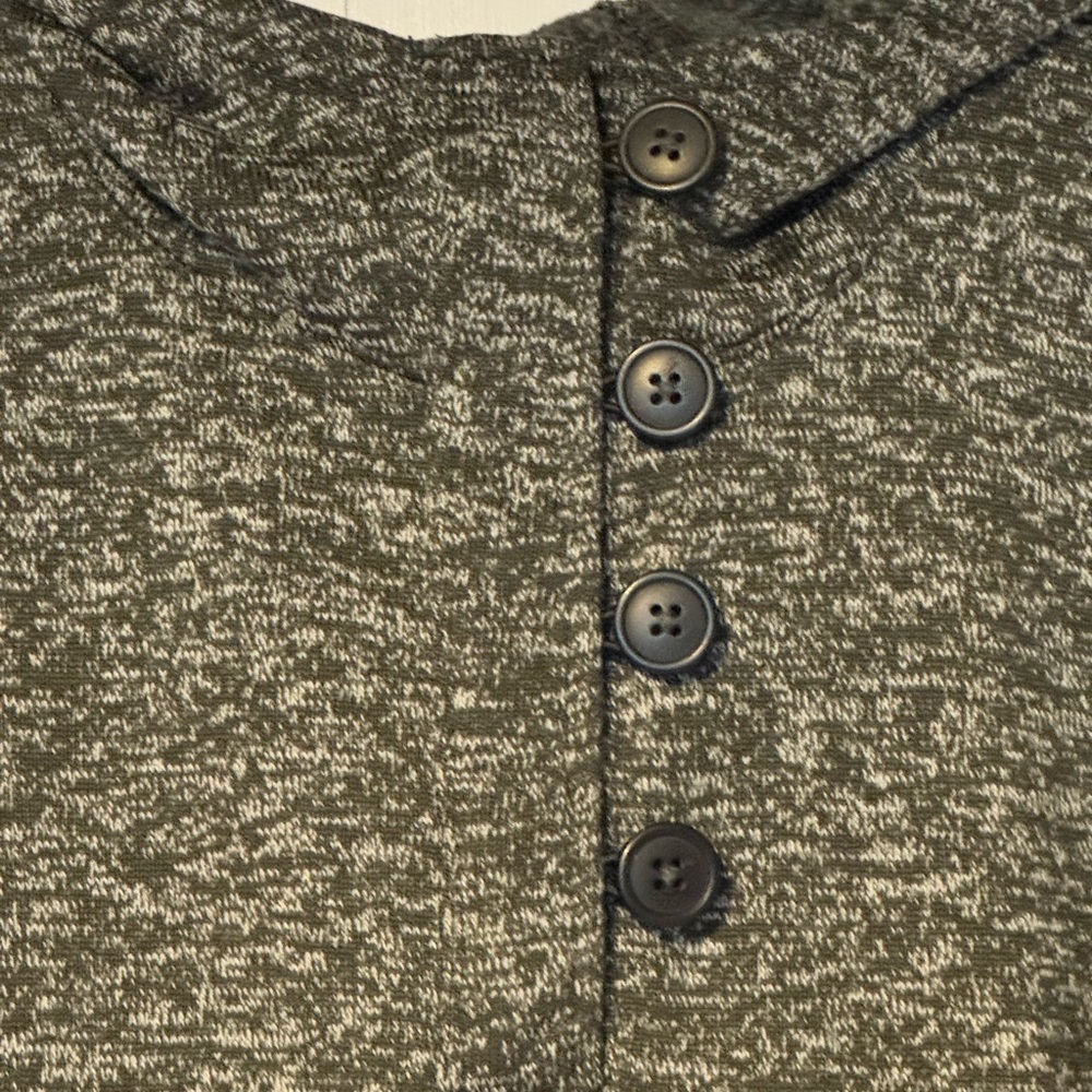 Columbia Hooded Fleece Pullover Heather Gray Button Neck Sweater Medium - Picture 4 of 8